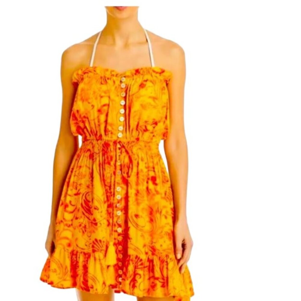NEW Tiare Hawaii Off-Shoulder Ryder Mini Dress Batik Bloom Saffron Road